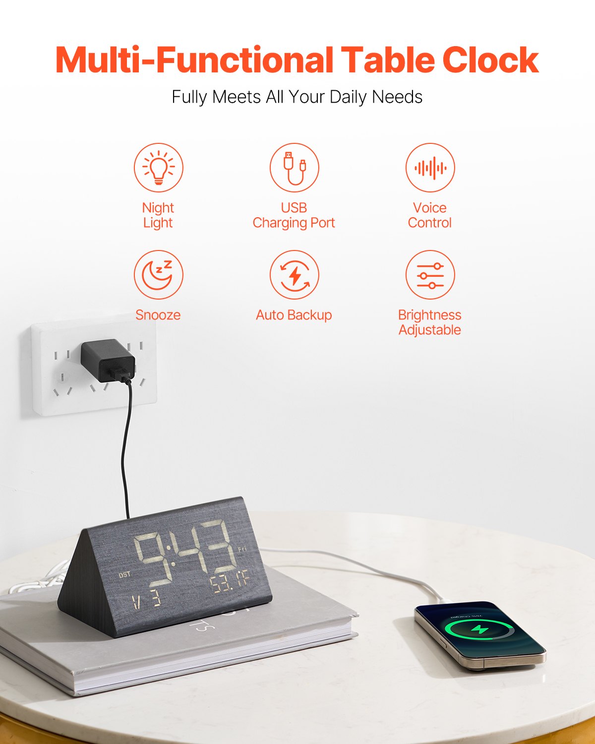 Aura Wooden Alarm Clock